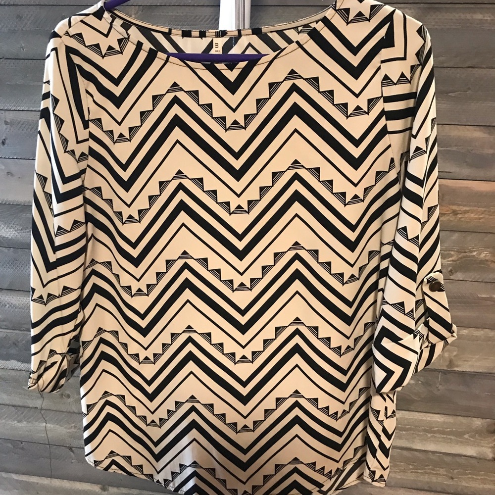 Aztec patterned long sleeve blouse